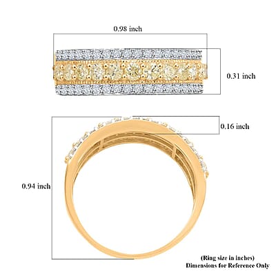 14K Yellow Gold Natural Yellow and White Diamond I2-I3 Ring (Size 10.0) 1.00 ctw