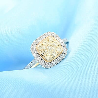14K Yellow Gold Natural Yellow and White Diamond Ring (Size 10.0) 1.00 ctw