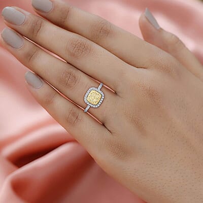 14K Yellow Gold Natural Yellow and White Diamond Ring (Size 10.0) 1.00 ctw