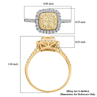 14K Yellow Gold Natural Yellow and White Diamond Ring (Size 10.0) 1.00 ctw