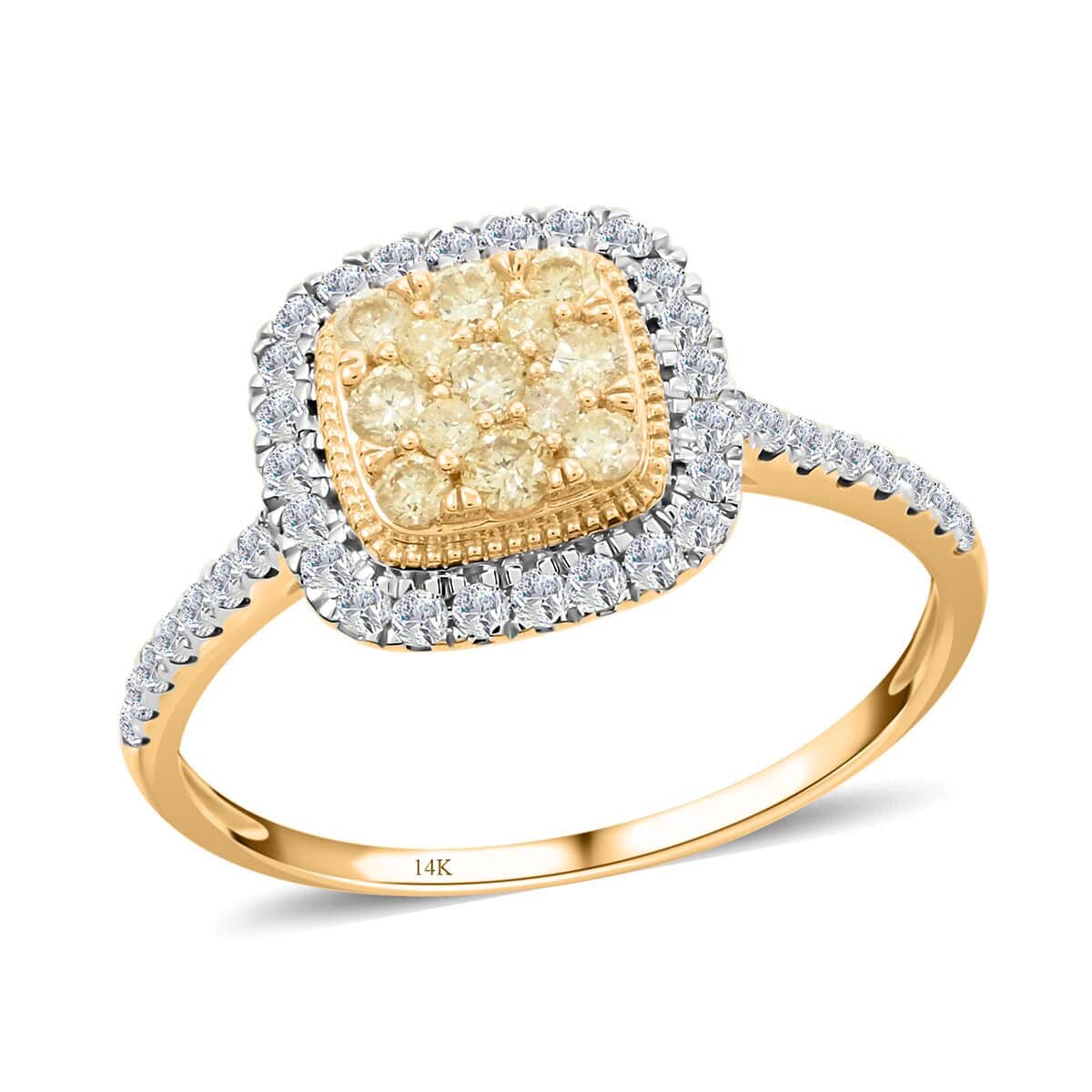 14K Yellow Gold Natural Yellow and White Diamond Ring (Size 7.0) 1.00 ctw image number 0