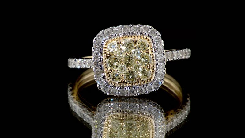 14K Yellow Gold Natural Yellow and White Diamond Ring (Del. in 8-10 Days) 1.00 ctw