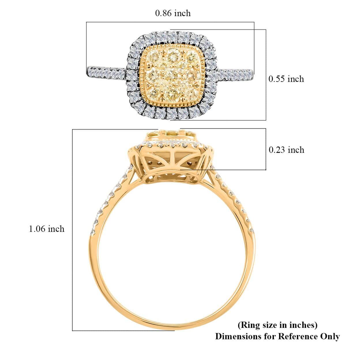 14K Yellow Gold Natural Yellow and White Diamond Ring (Size 7.0) 1.00 ctw image number 5