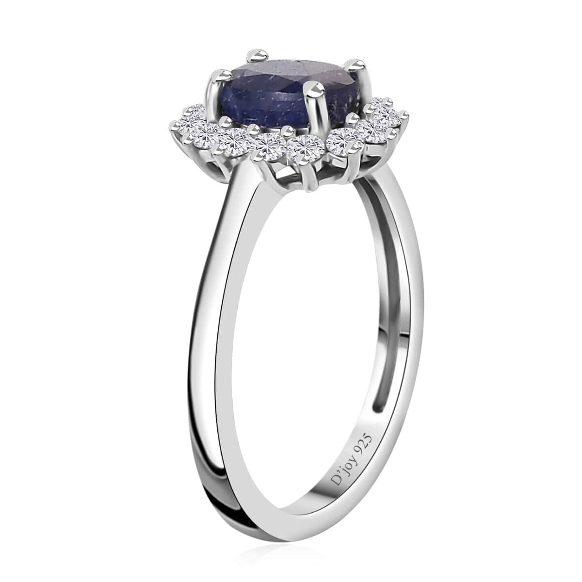 Masoala Sapphire (D) and White Zircon Sunburst Ring in Platinum Over Sterling Silver (Size 6.0) 1.75 ctw image number 3