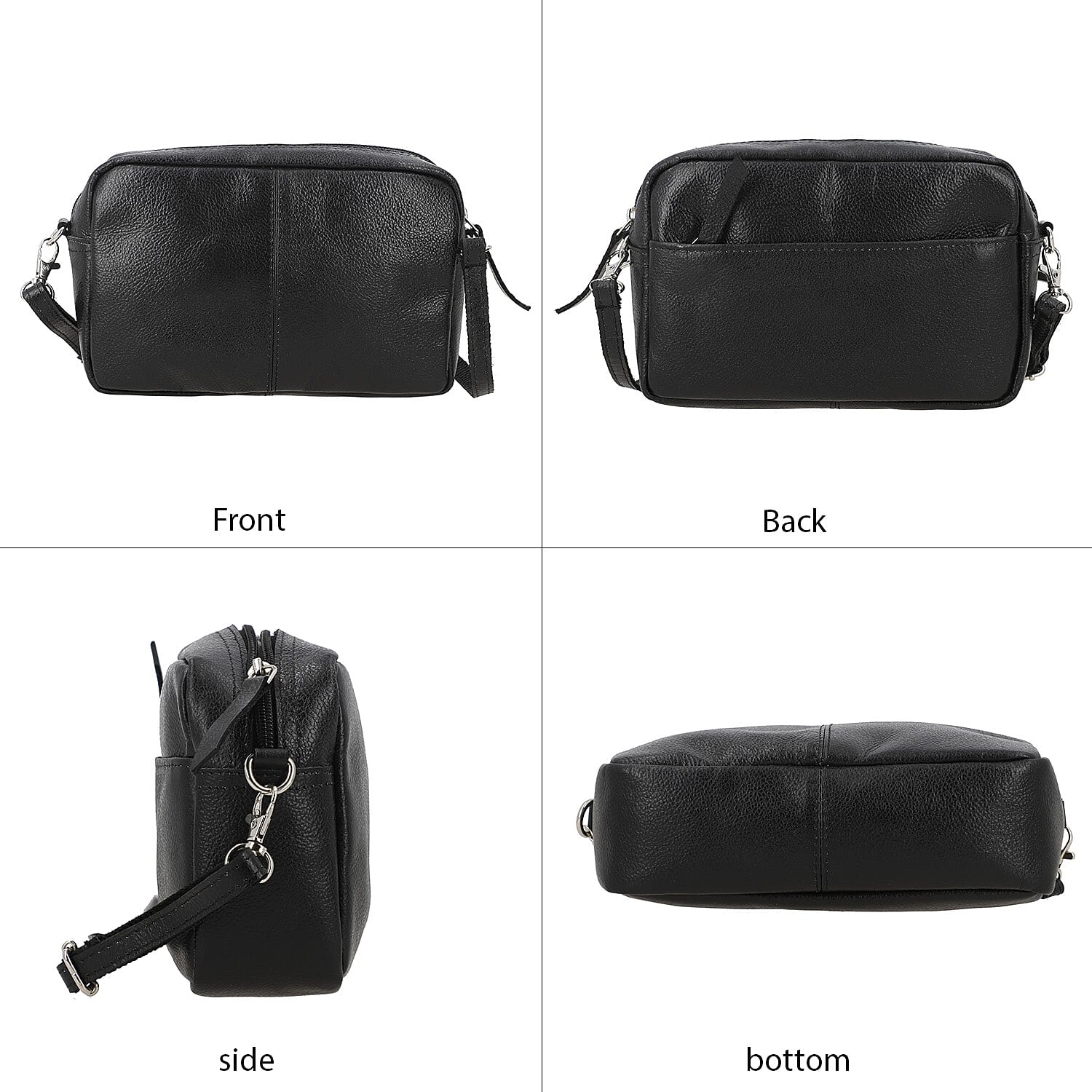 Black Genuine Leather Crossbody Sling Bag