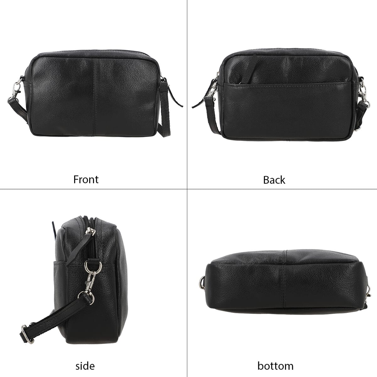 100% Genuine leather crossbody sling bag Color:Black Size:8Lx1.25Wx7H INCH image number 3