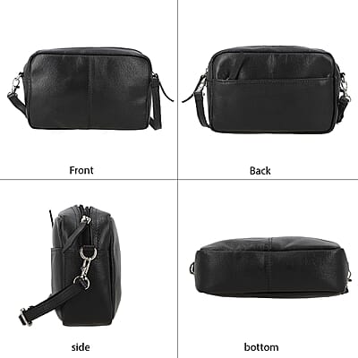 Black Genuine Leather Crossbody Sling Bag