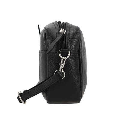 Black Genuine Leather Crossbody Sling Bag