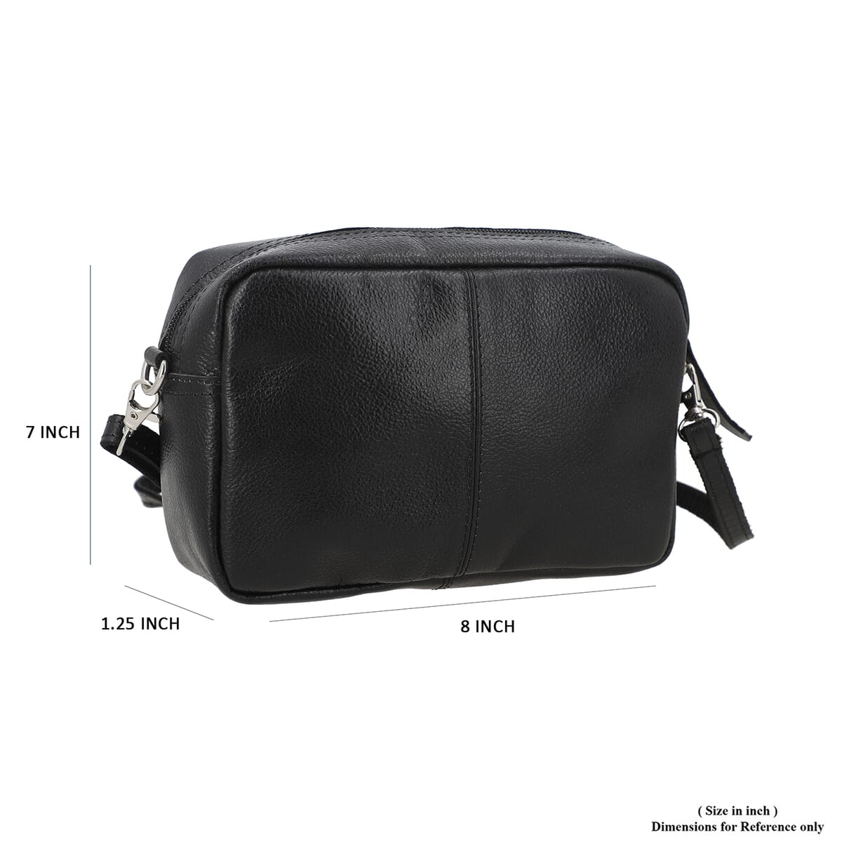 100% Genuine leather crossbody sling bag Color:Black Size:8Lx1.25Wx7H INCH image number 9