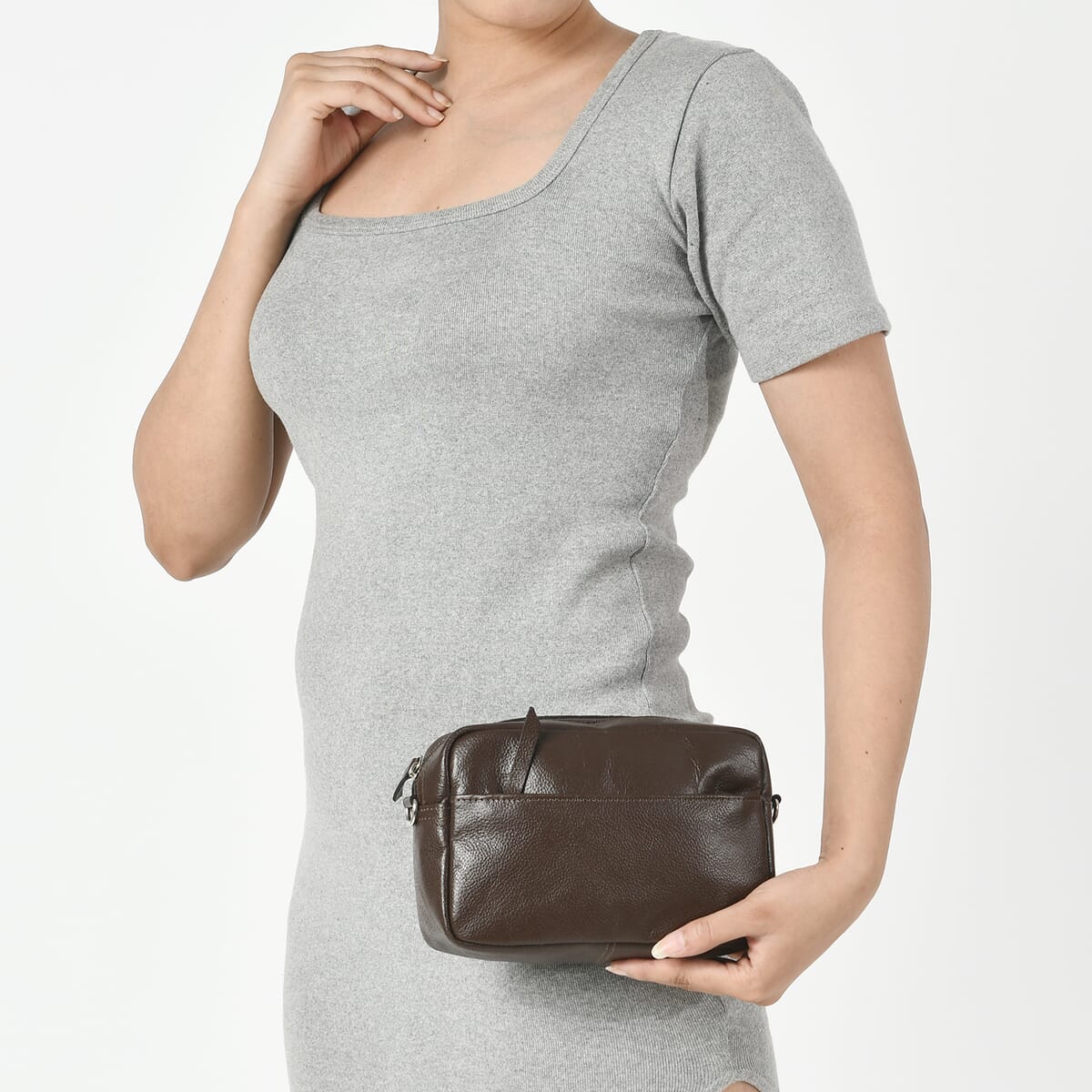 Brown Genuine Leather Crossbody Sling Bag image number 2