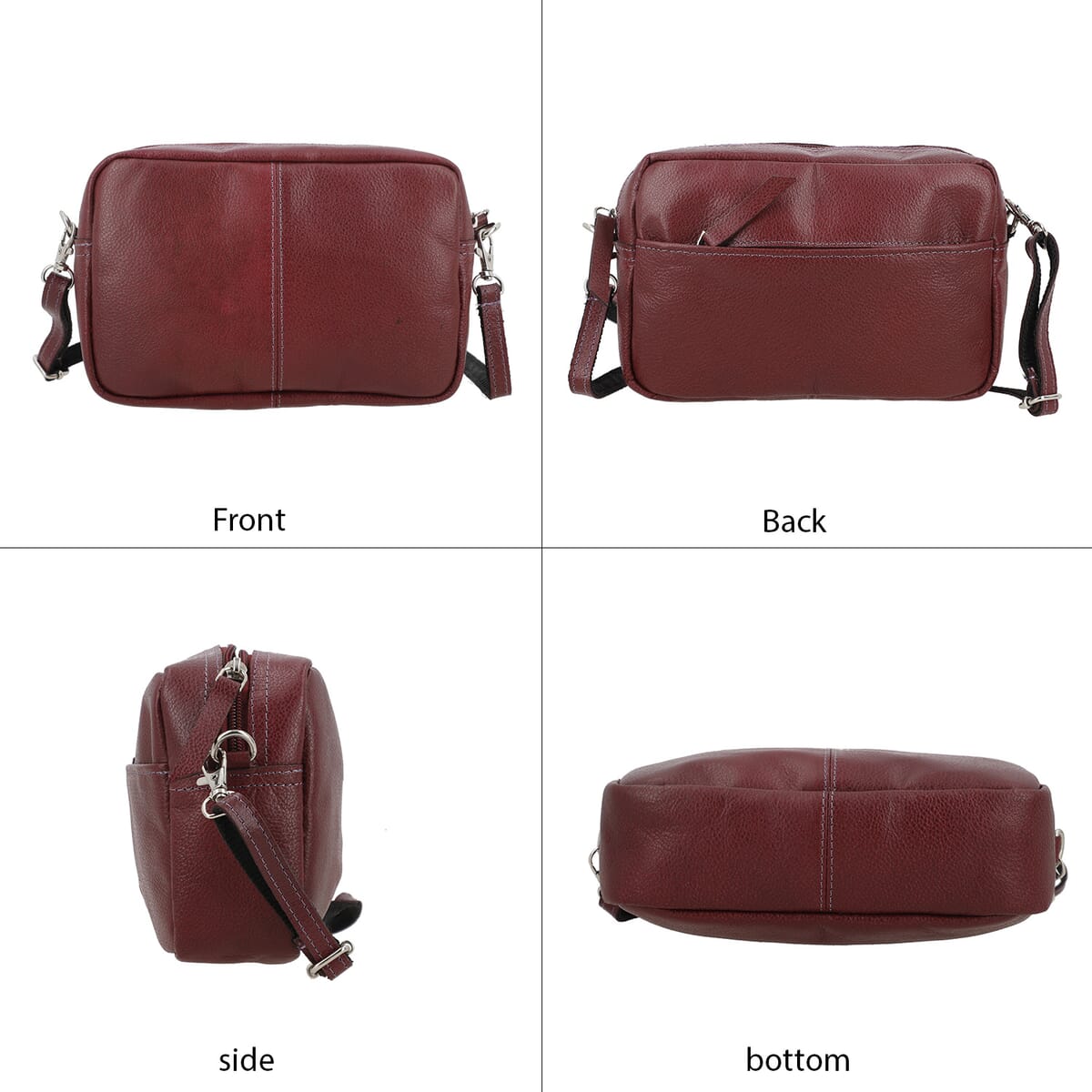 Burgundy Genuine Leather Crossbody Sling Bag image number 3