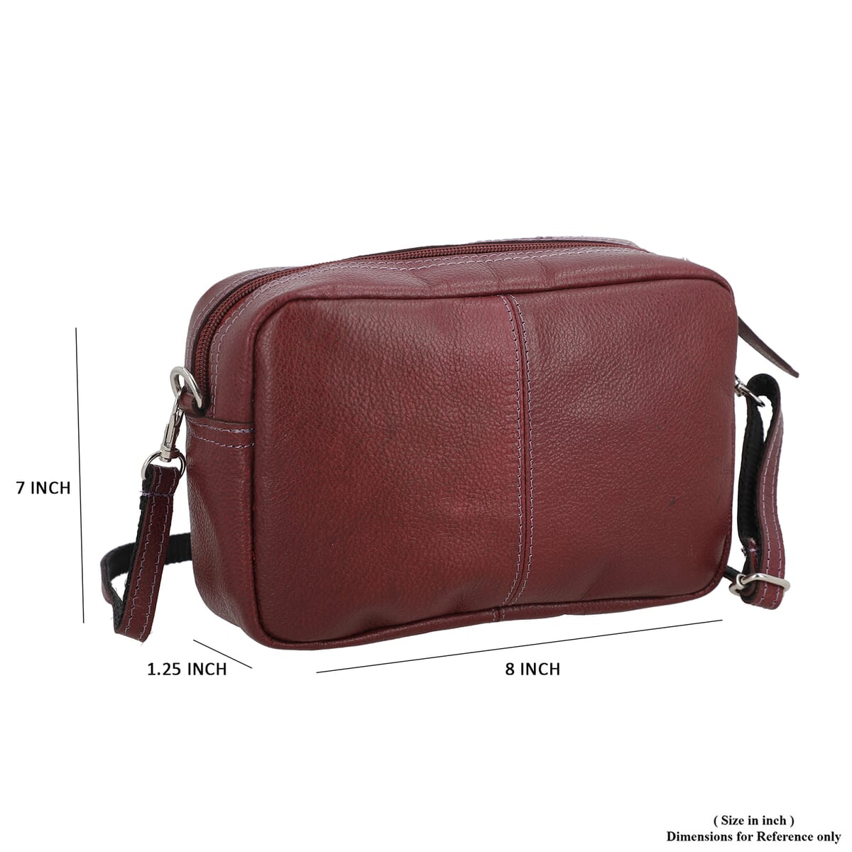 Burgundy Genuine Leather Crossbody Sling Bag image number 9