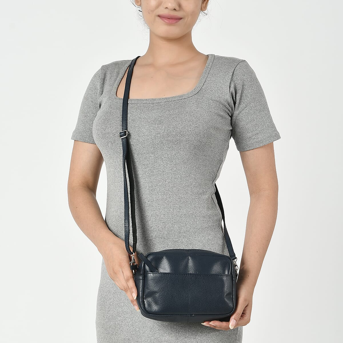 Blue Genuine Leather Crossbody Sling Bag image number 1