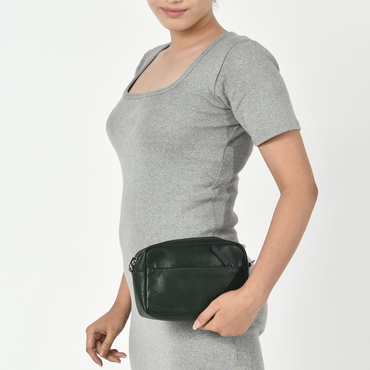 Green Genuine Leather Crossbody Sling Bag image number 2