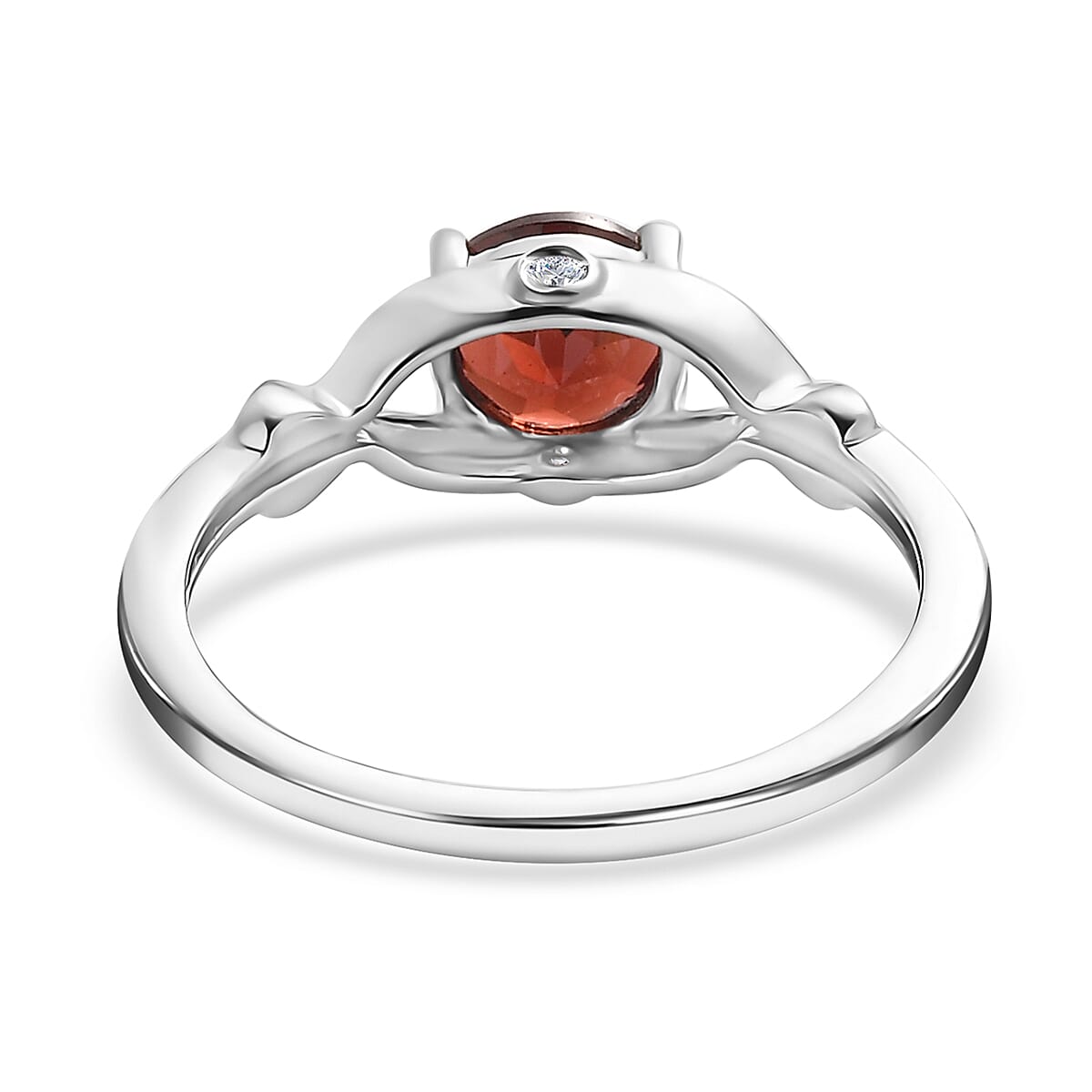 Mozambique Garnet and White Zircon Ring in 14K YG Over and Sterling Silver (Size 5.0) 1.15 ctw