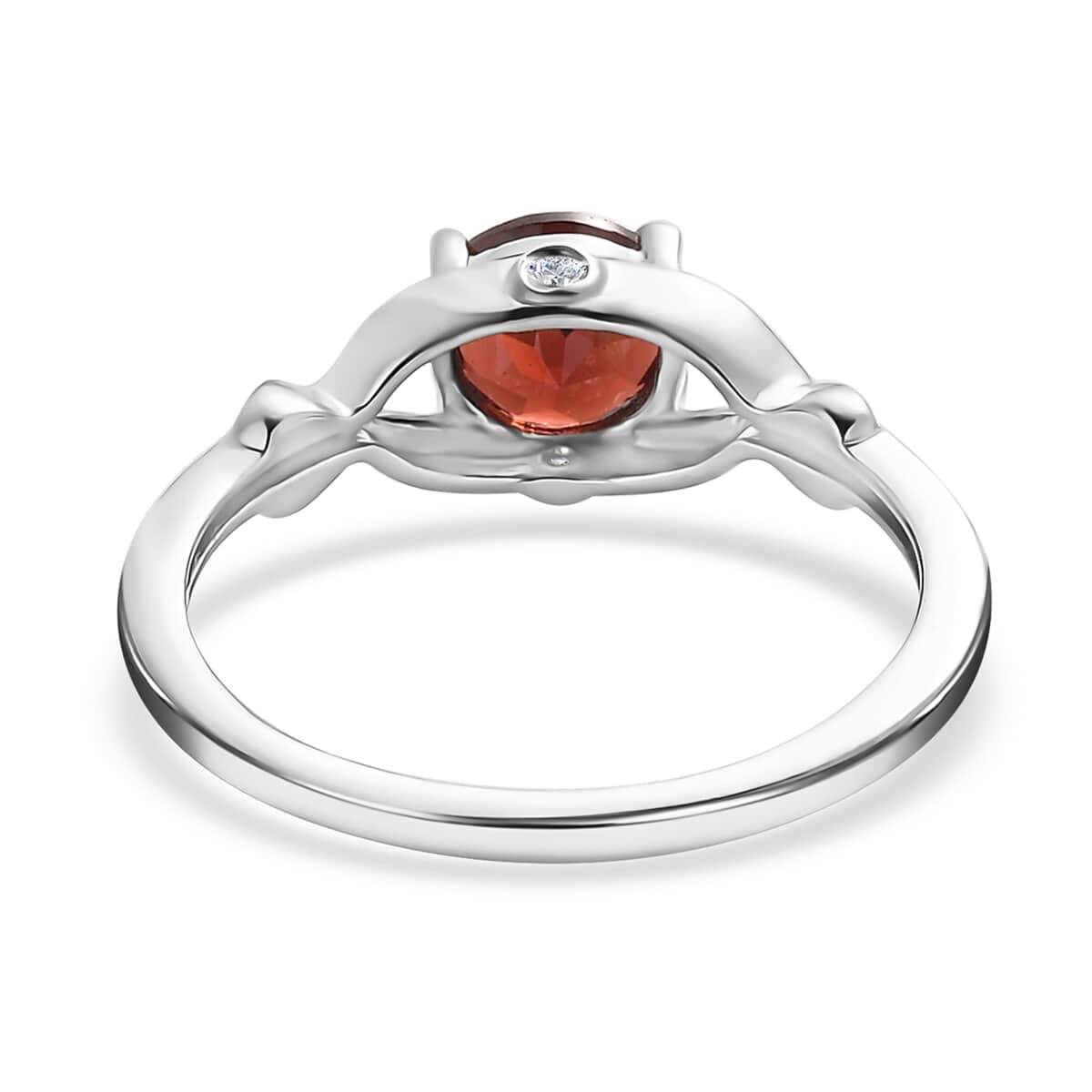 Mozambique Garnet and White Zircon Ring in 14K YG Over and Sterling Silver (Size 5.0) 1.15 ctw image number 4