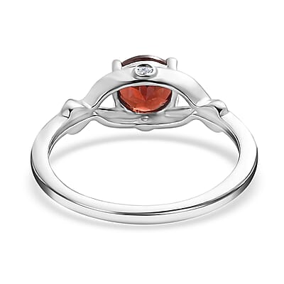 Mozambique Garnet and White Zircon Ring in 14K YG Over and Sterling Silver (Size 5.0) 1.15 ctw