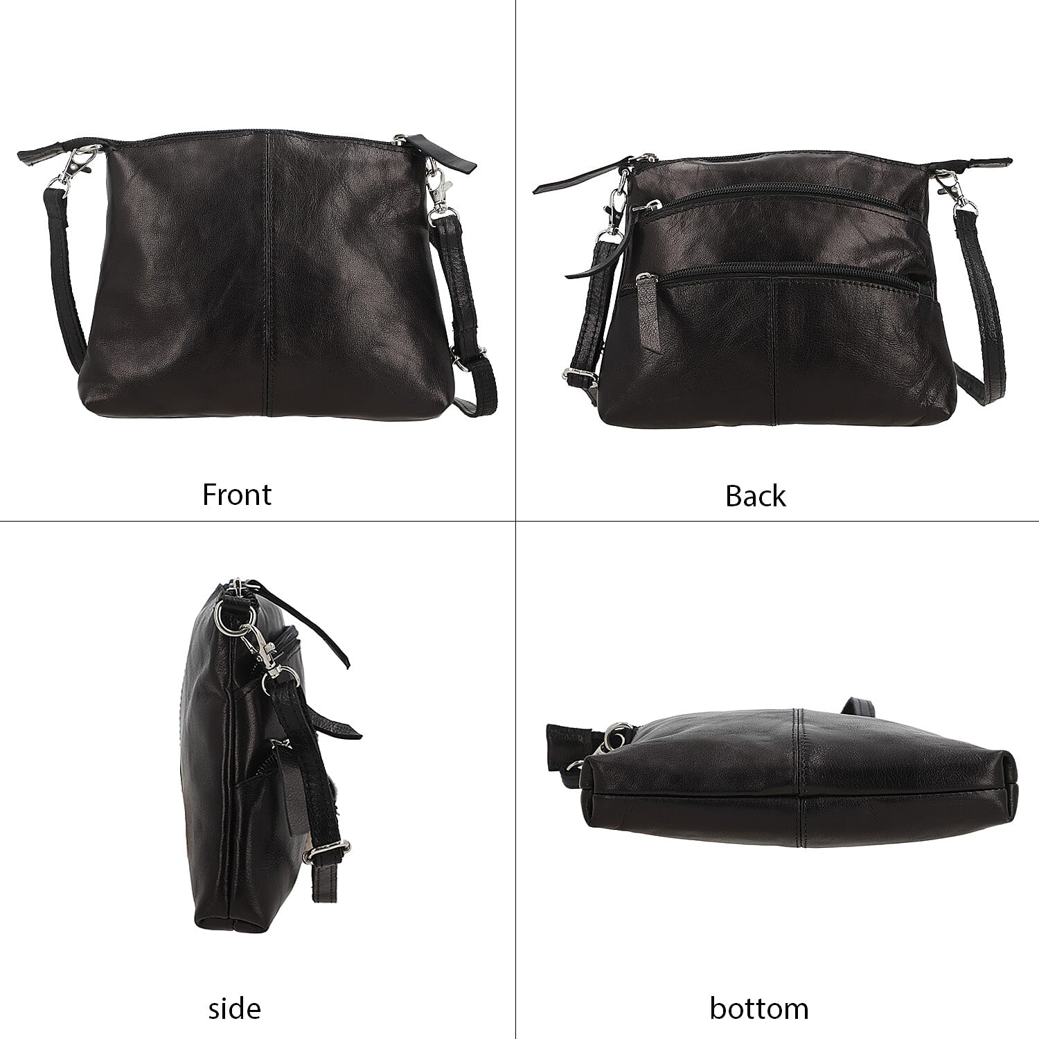 Black Genuine Leather Crossbody Sling Bag