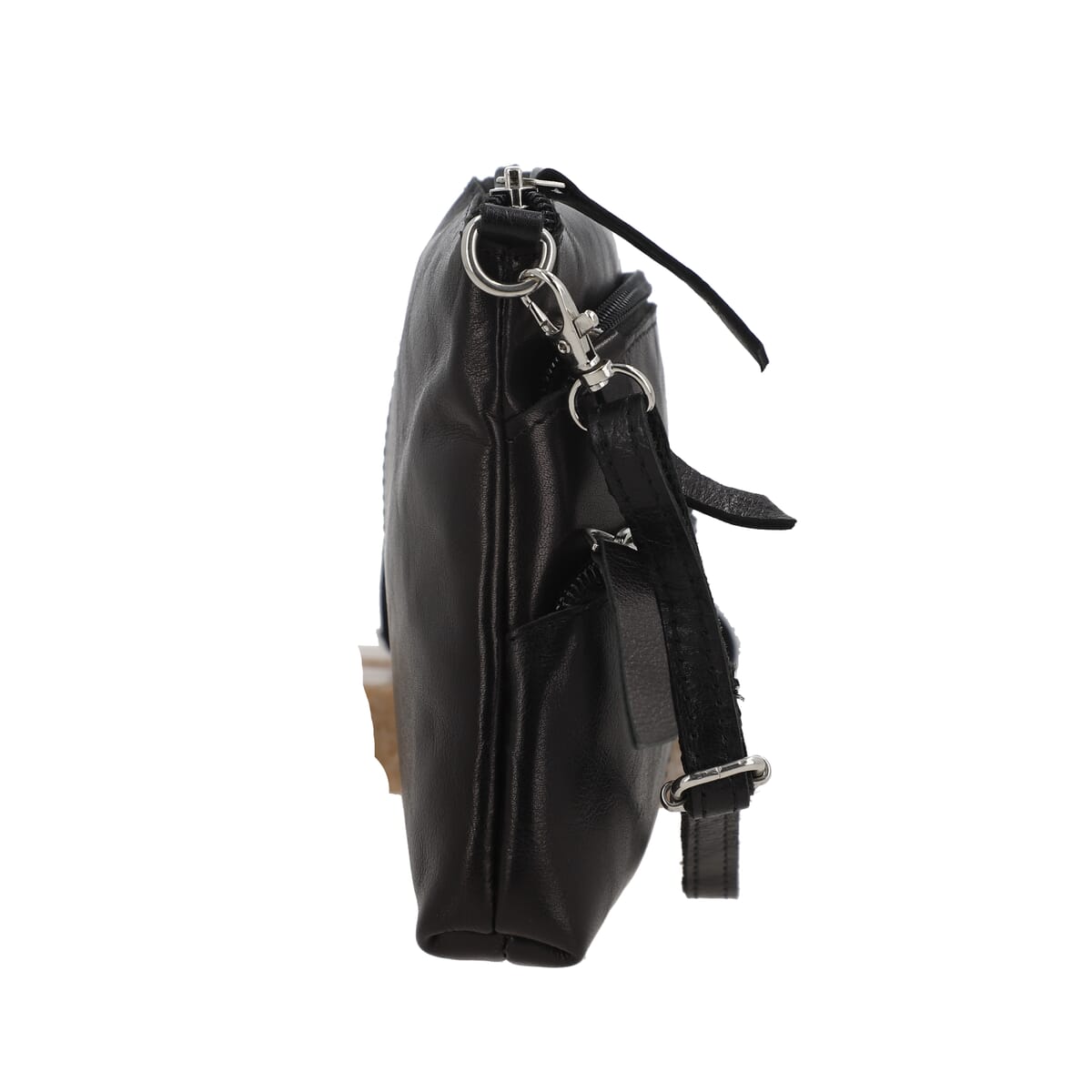Black Genuine Leather Crossbody Sling Bag (8"x1.25"x7") image number 4