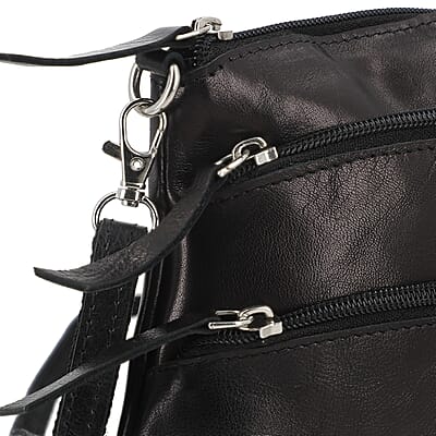 Black Genuine Leather Crossbody Sling Bag