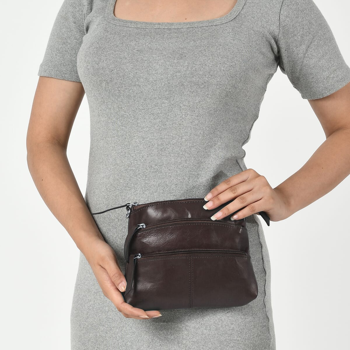 Brown Genuine Leather Crossbody Sling Bag image number 2