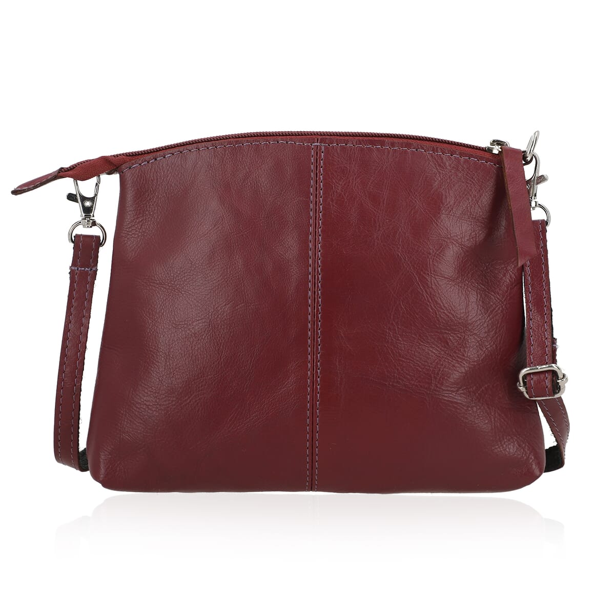 Burgundy Genuine Leather Crossbody Sling Bag image number 0