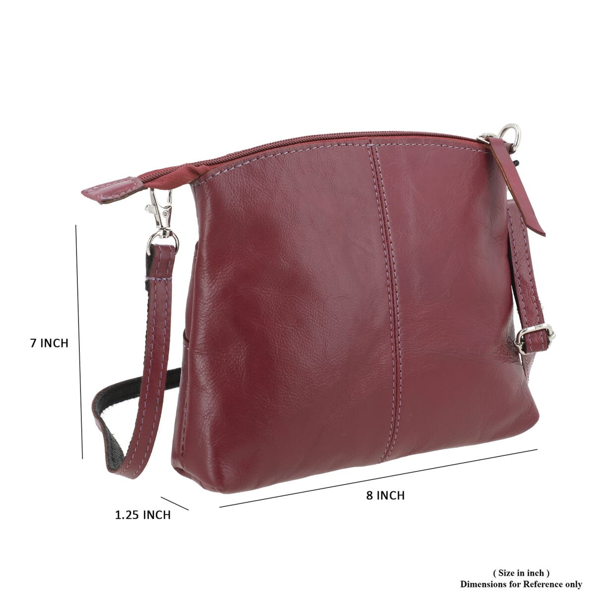 Burgundy Genuine Leather Crossbody Sling Bag image number 3