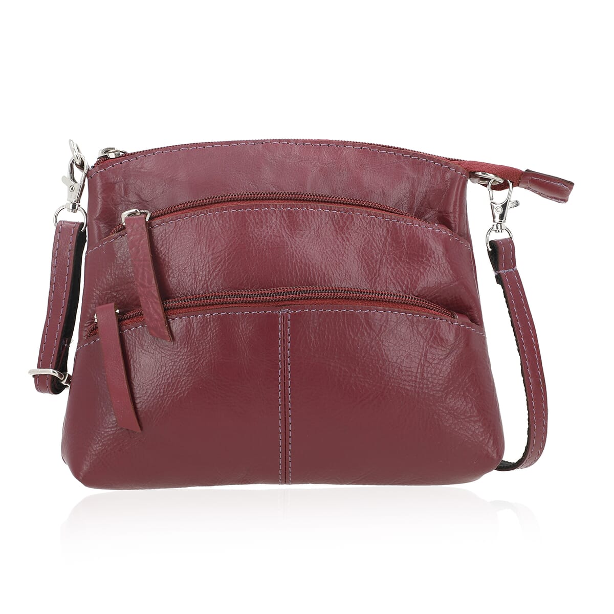 Burgundy Genuine Leather Crossbody Sling Bag image number 4