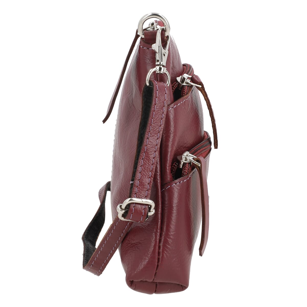 Burgundy Genuine Leather Crossbody Sling Bag image number 5