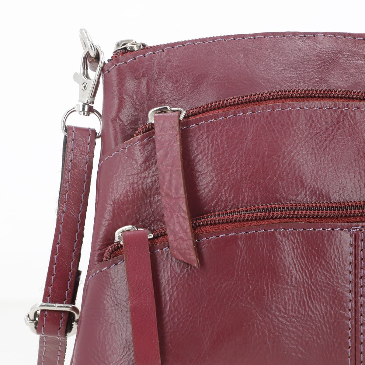 Burgundy Genuine Leather Crossbody Sling Bag image number 6
