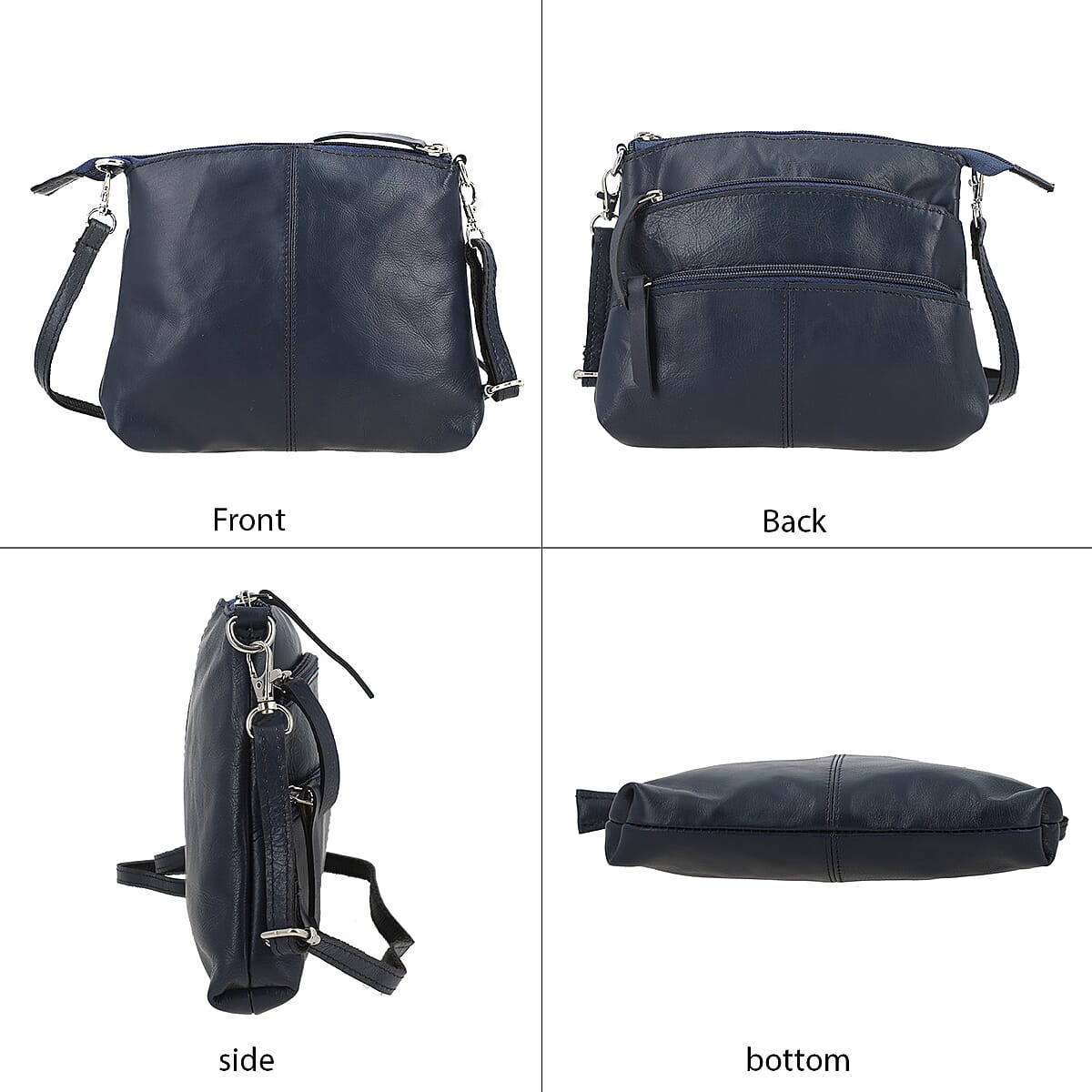 Blue Genuine Leather Crossbody Sling Bag image number 3