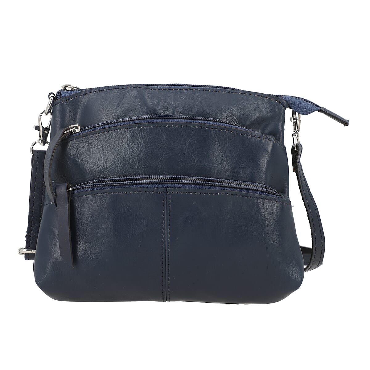 Blue Genuine Leather Crossbody Sling Bag image number 5