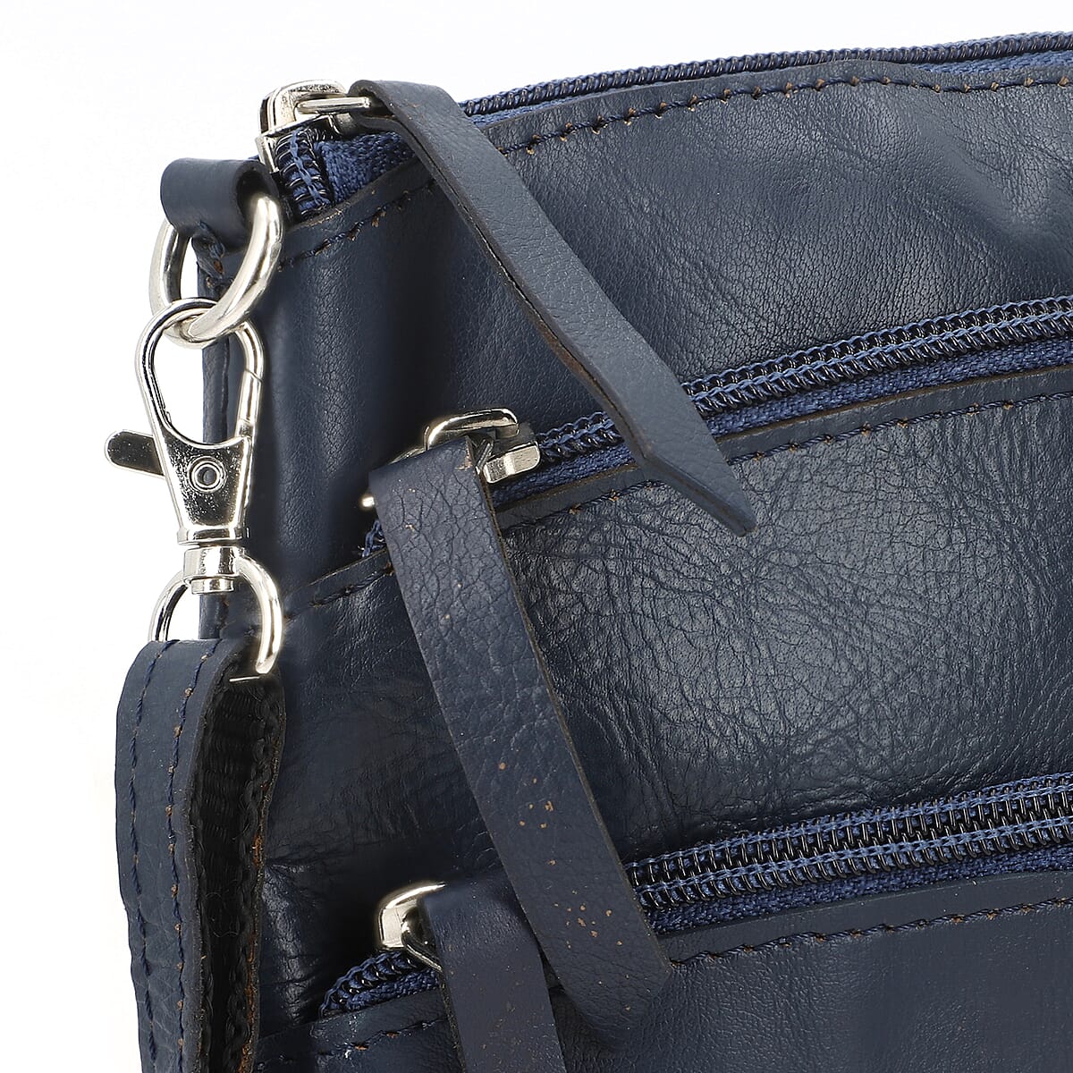 Blue Genuine Leather Crossbody Sling Bag image number 7