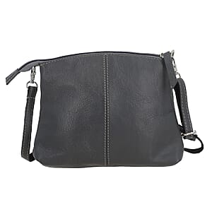 Gray Genuine Leather Crossbody Sling Bag