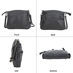 Gray Genuine Leather Crossbody Sling Bag