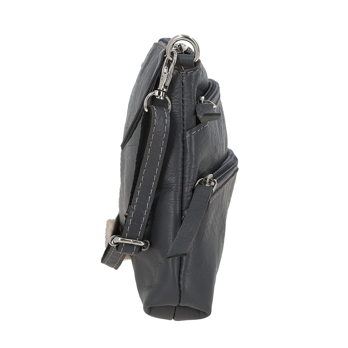 Gray Genuine Leather Crossbody Sling Bag image number 4