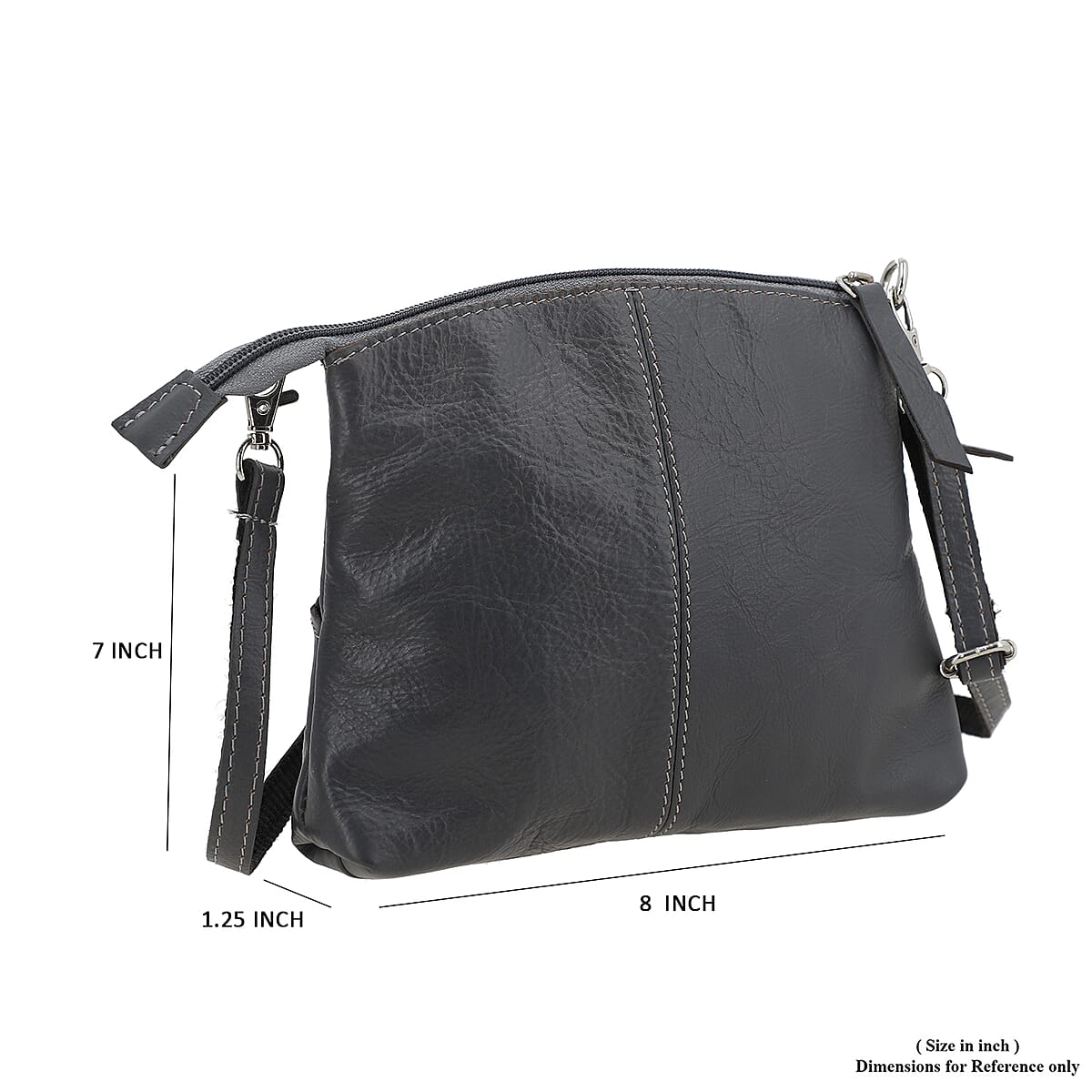 Gray Genuine Leather Crossbody Sling Bag image number 9