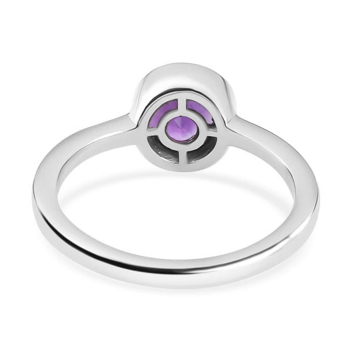 African Amethyst Solitaire Ring in Platinum Over Sterling Silver (Size 6.0) 0.75 ctw image number 4