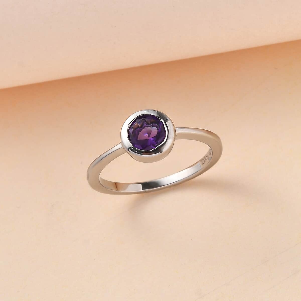 African Amethyst Solitaire Ring in Platinum Over Sterling Silver (Size 8.0) 0.75 ctw image number 1
