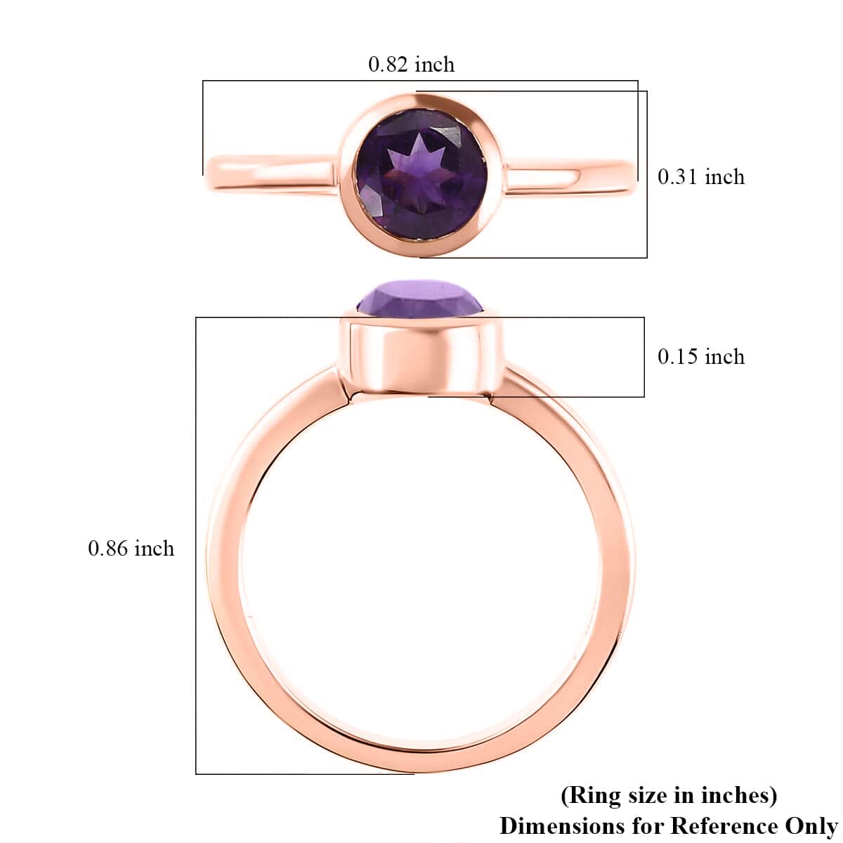 African Amethyst Solitaire Ring in Vermeil Rose Gold Over Sterling Silver (Size 7.0) 0.75 ctw image number 5