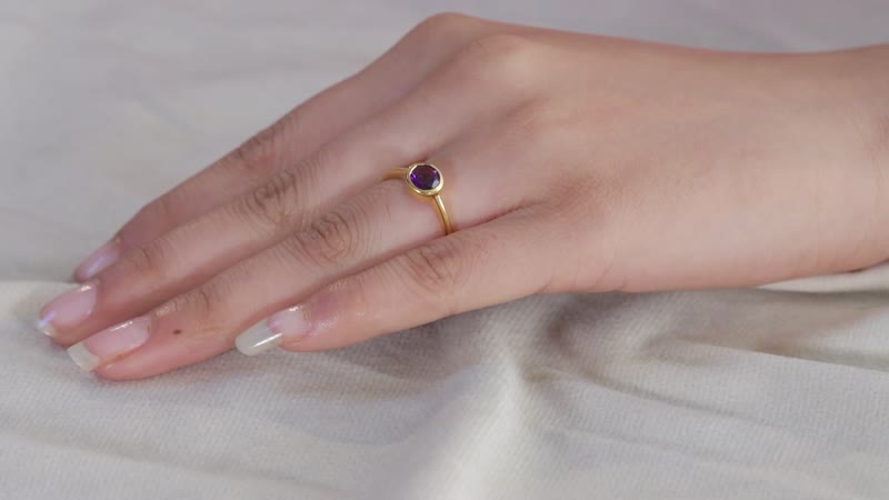 African Amethyst Solitaire Ring in Vermeil YG Over Sterling Silver (Size 5.0) 0.75 ctw