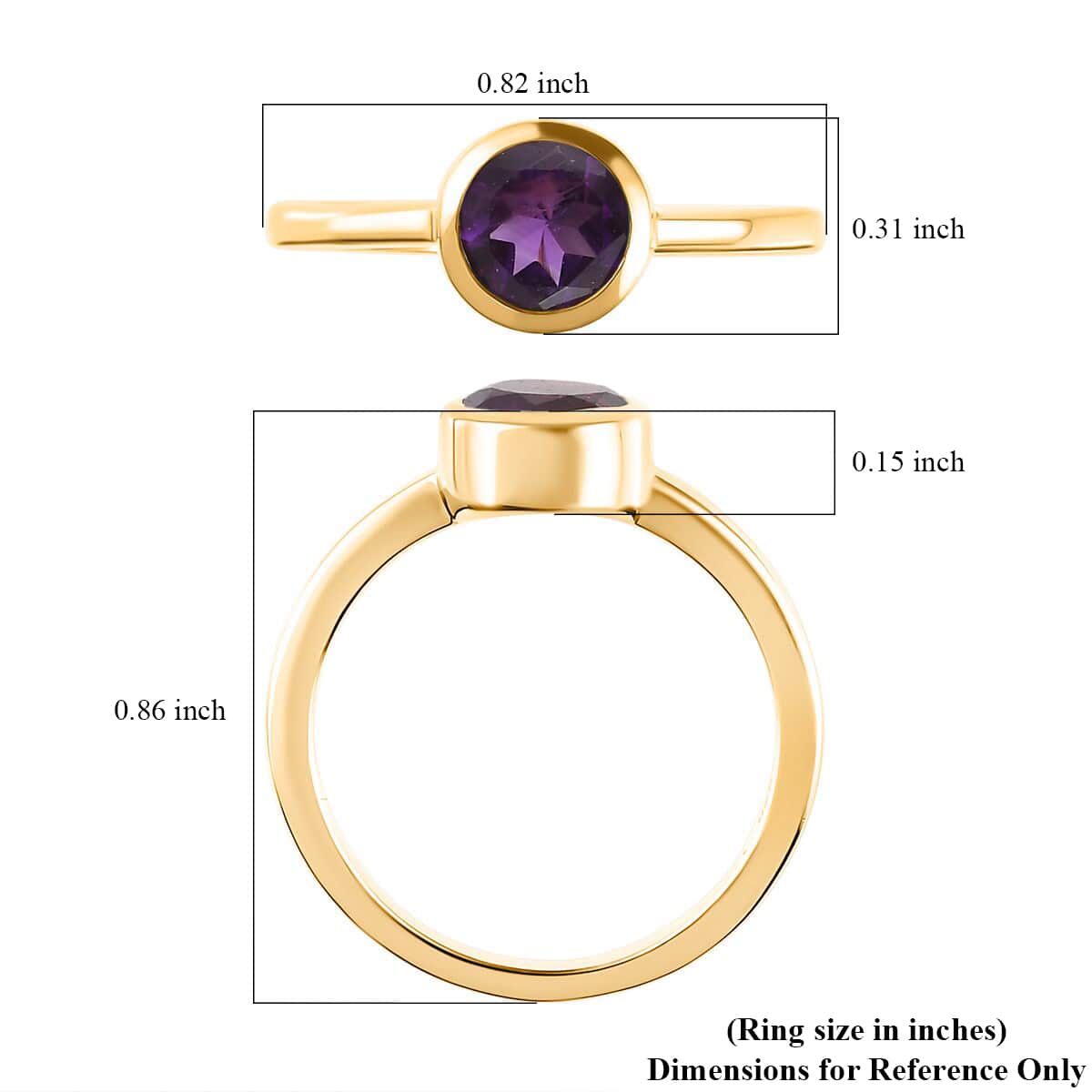 African Amethyst Solitaire Ring in Vermeil YG Over Sterling Silver (Size 5.0) 0.75 ctw image number 5