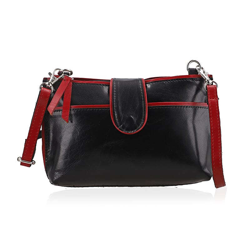 Black Genuine Leather Crossbody Sling Bag