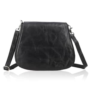 Black Genuine Leather Crossbody Sling Bag