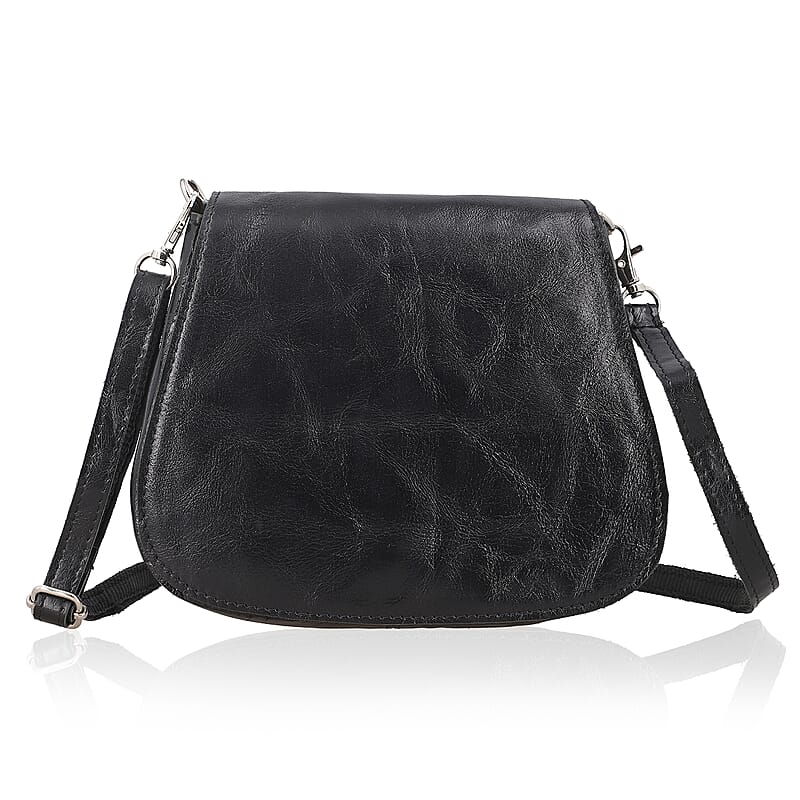 Black Genuine Leather Crossbody Sling Bag
