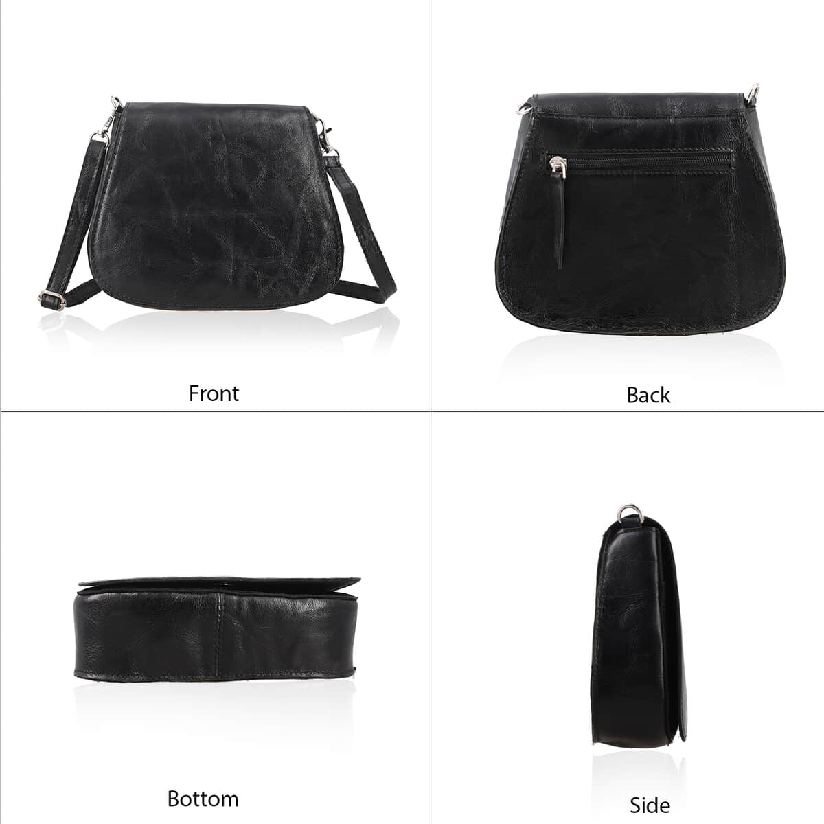 Black Genuine Leather Crossbody Sling Bag image number 3