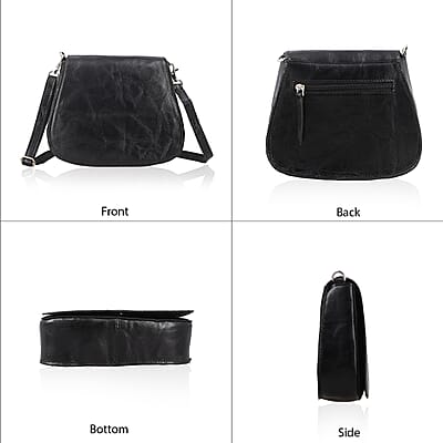 Black Genuine Leather Crossbody Sling Bag