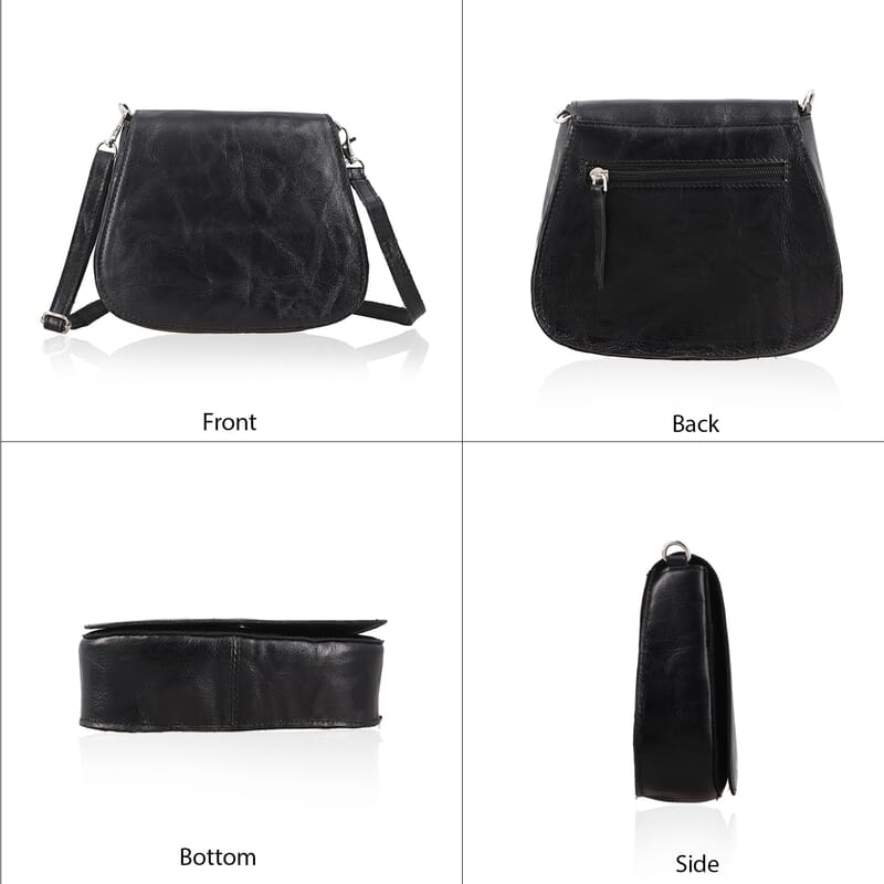 Black Genuine Leather Crossbody Sling Bag