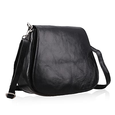 Black Genuine Leather Crossbody Sling Bag
