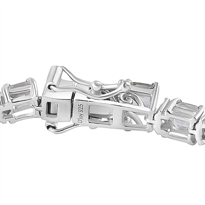 Asscher Cut Mexican Hyalite Opal and White Zircon Tennis Bracelet in Platinum Over Sterling Silver (7.25 In) with Free UV Flash Light 9.00 ctw